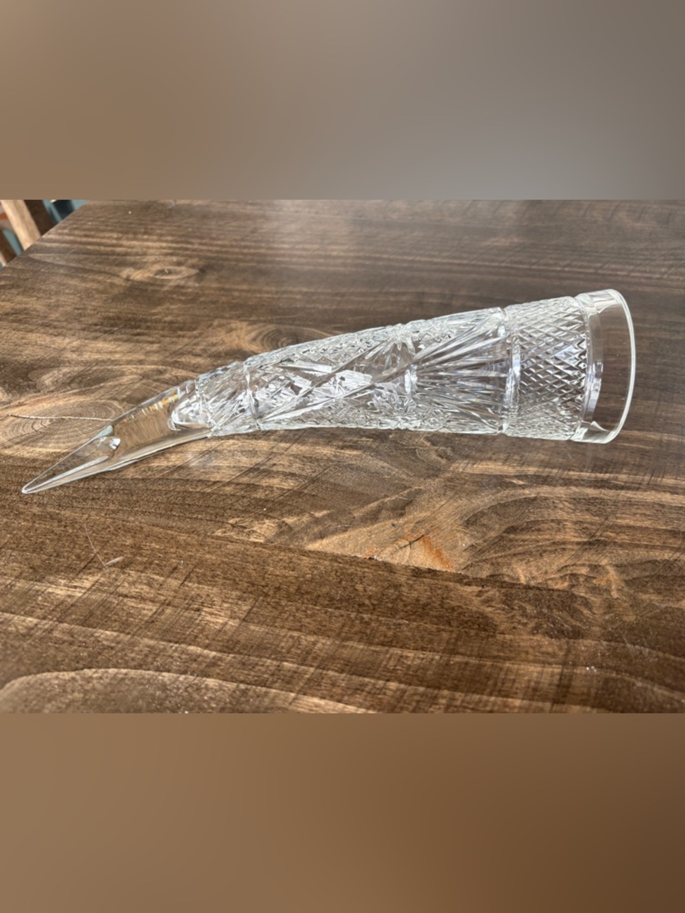 Vintage Pressed Cut Crystal Drinking Horn/Cornucopia